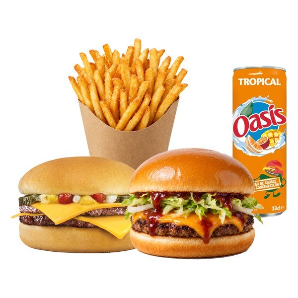 Double Classique + Fumé, frites et boisson
